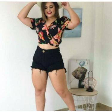 Imagem de Shorts jeans feminino preto tamanhos 34 ao 46 - majestade modas