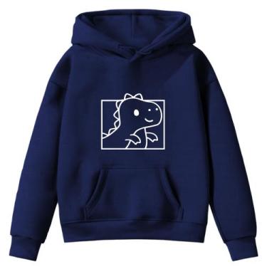 Imagem de Moletom Infantil Dino Dinossauro Desenho Infância Bolso Canguru com Ca