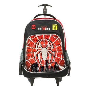Imagem de Mochila Escolar Com Rodinhas Super Herói Homem Aranha - Denlex, Vermel