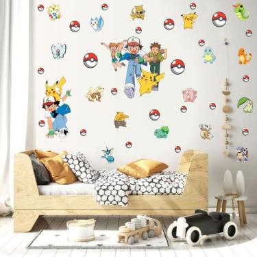 Imagem de adesivos de parede pokémon personagens desenhos animes - Adesivos Kigr