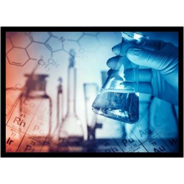 Imagem de Quadro Decorativo Química Laboratórios Vidrarias Reações Químicas Com 