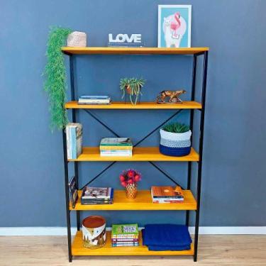 Imagem de Estante Style de Ferro e Madeira Ample 5 Prateleiras Industrial Carval