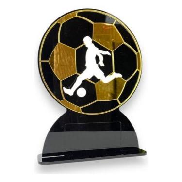 Imagem de Troféu Futebol Acrílico Preto E Dourado 12x20cm C/base Preta - CNC Sor