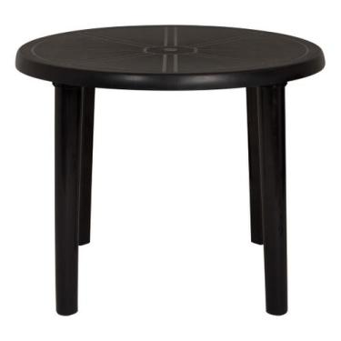 Imagem de Mesa Plástica Redonda Demontável Mor Preta E Branca, Preto