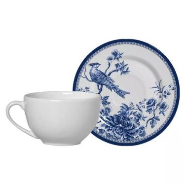 Imagem de Xicara de Chá Café Com Pires 300ml Cerâmica Chinese Garden Alleanza