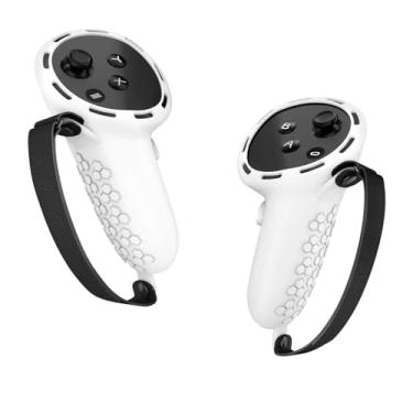 Imagem de Geekria Silicone Controller Cover Compatible with Meta Quest 3, Anti-Throw Handle Sleeve Gaming Accessories, VR Hand Grips Unibody Design with Adjustable Knuckle Strap (Black/1 Pair)