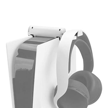 Imagem de Geekria Headset Holder Double Stretched Compatible with PS5 Console, Playstation 5, Headphone Hanger Stand with Supporting Bar, No Screws, No Tape (White)