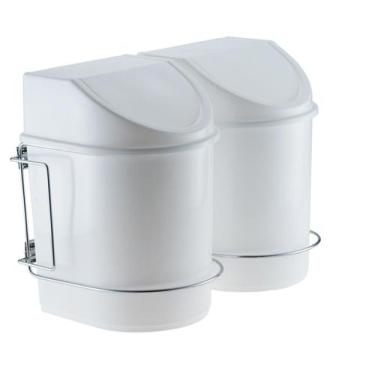 Imagem de Lixeira Dupla Deslizante 24 Litros de Embutir Trilho Schmitt, Branco