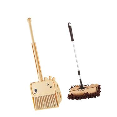Imagem de Esquirla 3x Mini Vassoura com Pá de Lixo Mop Conjunto de Limpeza para Crianças Bonito Crianças Ferramentas de Limpeza Doméstica para Meninos Meninas Crianças, Marrom