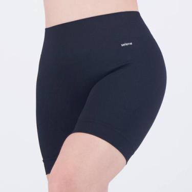 Imagem de Shorts Selene Canelado Sem Costura Feminino Preto, M