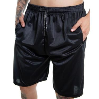 Imagem de Bermuda Masculina Ziper Short Bolso Lateral Academia Treino, Preto, M