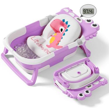Imagem de Banheira dobrável para bebês Tavlshero com termômetro e almofada