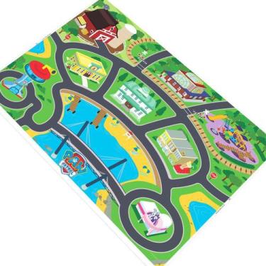 Imagem de Tapete Pista De Carrinhos Grande Cidade Ponte 140X100Cm - Plimshop