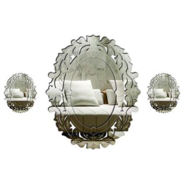 Imagem de Kit 3 Peças Espelho Veneziano Decorativo 75x95 e 20x36 - 3882 - CREATU