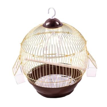Imagem de Gaiola de suporte para pássaros, gaiola de metal para animais de estimação, suprimentos para pendurar, gaiola para pássaros, calopsitas cinzentas, Ouro