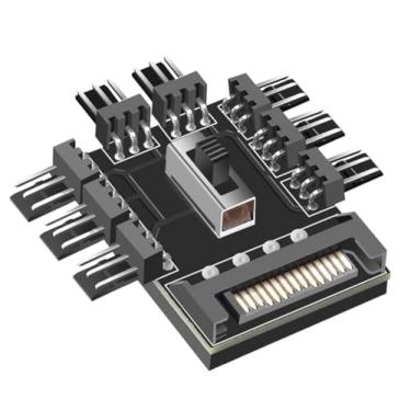 Imagem de SATA 1 a 8 vias 3PIN ventilador de refrigeração Shunt controlador hub computador hub ventilador controlador de velocidade do ventilador para placas-mãe desktop PC