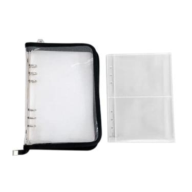 Imagem de Capa transparente para álbum de fotos pequeno, 100 fotos, 12 x 9 cm, capa com zíper para fichário de 6 anéis, álbum de fotos, livro de fotos, joias, cartões de fotos, papel A5, artigos de papelaria