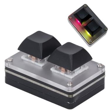 Imagem de Teclado de 2 teclas, Mini teclado mecânico para jogos com fio acrílico 5V 1A, Tecla de atalho programável Copiar, colar, desfazer e refazer Mini teclado USB retroiluminado RGB