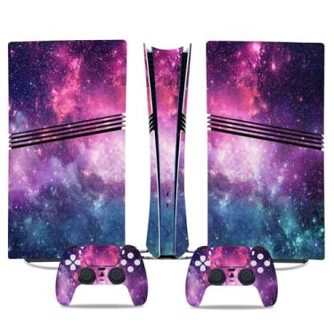 Imagem de DOMILINA Capa de decalque de vinil de corpo inteiro para console e controles PS5 Pro Digital Edition - Pink Galaxy