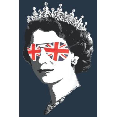 Imagem de Kids Queen Elizabeth II Sunglasses British Crown Union Jack Meme Pretty: Notebook A5 size (6 inch wide x 9 inch high), 120 pages with lined