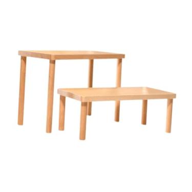 Imagem de ＫＬＫＣＭＳ Suporte de copo de chá prateleira de exibição de madeira presentes cupcake suporte e bandeja de servir jóias expositor para brinquedos figura de ação, Combinação