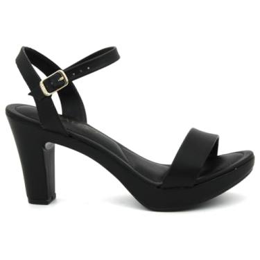 Imagem de Sandália Via Uno Original 411004 Salto Grosso Meia Pata Feminino (PRETO, BR, Adulto, Numérico, 34)