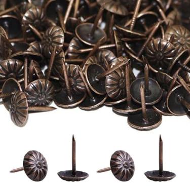 Imagem de 500 peças de tachinhas de estofamento, pinos decorativos de unhas de móveis BetterJonny tachinhas de polegar de metal vermelho para móveis estofados, placa de cortiça, decoração de casa (17 x 11 mm)