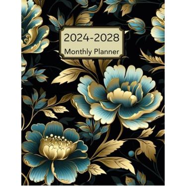 Imagem de 2024-2028 Monthly Planner: Five years Calendar. 60 Months from January 2024 to December 2028. A4 Floral cover