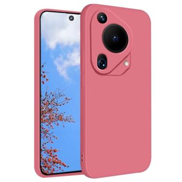 Imagem de Yarxiawin Capa para Huawei Pura 70 Ultra de silicone macio à prova de choque Huawei Pura 70 Ultra capa protetora roxa fina capa protetora antiimpressão digital fofa (vermelho camélia)