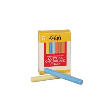 Imagem de School Smart Giz de Lousa Sem Poeira - Pacote com 12 - Cores Sortidas