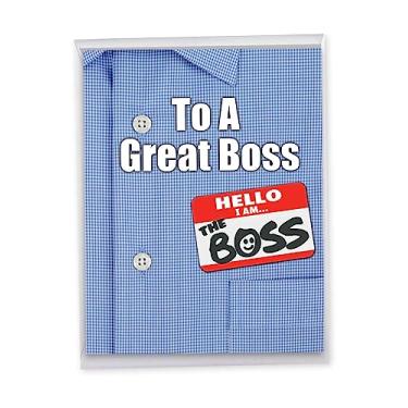 Imagem de The Best Card Thank You to a Great Boss - Cartão do Dia do Chefe de Todos Nós (21,5 x 28,5 cm) Uma fantástica saudação da empresa de todos J9108BOG-US