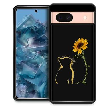 Imagem de CARLOCA Capa compatível com Google Pixel 8A, capa de girassol de gato amarelo para meninas e meninos, capa de proteção antiarranhões à prova de choque para Google Pixel 8A