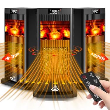 Imagem de familyjoy Aquecedor de Espaço, 2023 - Aquecedor Elétrico Oscilante com Sensor Infravermelho e Efeito de Chama 3D Como Mini Lareira, 1500W