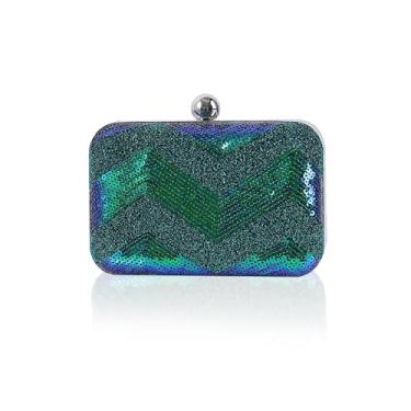 Imagem de CORIOS Bolsa clutch vintage da década de 1920 com lantejoulas brilhantes para mulheres, bolsa de ombro elegante, Azul, verde, Large