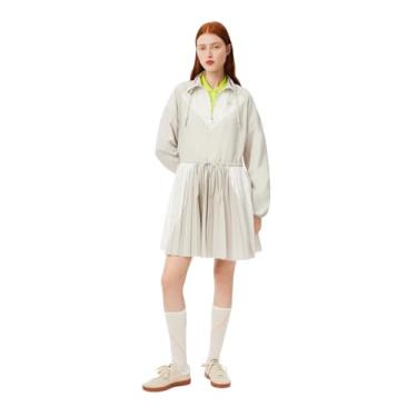 Imagem de Lacoste Vestido feminino de manga comprida colorblock, Cinza/branco, 44