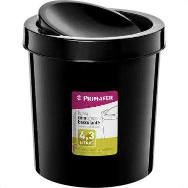 Imagem de Lixeira Primafer Basculante 4,3L Preta Pr1017-8