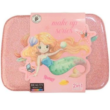 Imagem de Kit Maquiagem e UNHAS Make UP Series Sereia Estojo com Glitter Rosa - 
