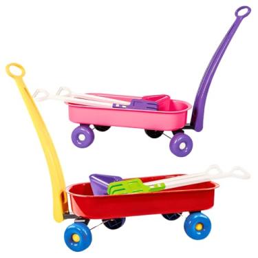 Imagem de Carrinhos Praia de Puxar Infantil Praia Verão Infantil Brinquedo Kit Praia Carriola para Areia (rosa)