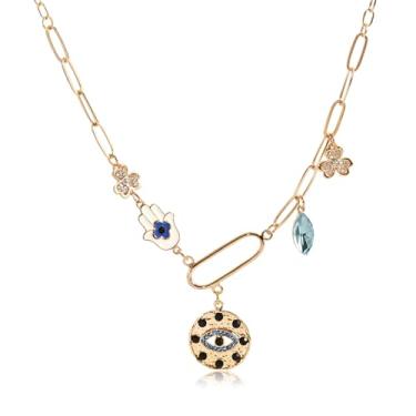 Imagem de ORIGENCE Colar de coração de sol para mulheres e meninas, banhado a ouro 18K, colar com pingente de coração, corrente grossa, colar com pingente hip hop, colar unissex, Latão, Zircônia cúbica