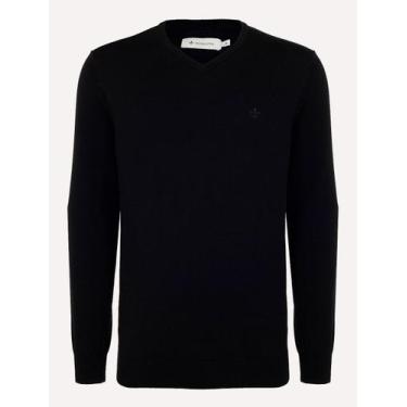 Imagem de Tricot Dudalina Masculino Decote V Básico Preto, M/M
