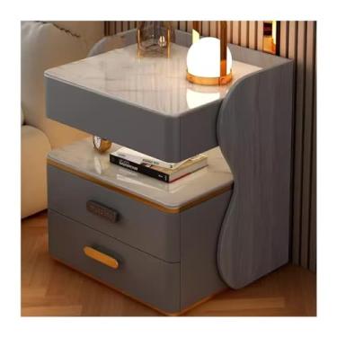 Imagem de LICONG-2020 Mesa de cabeceira inteligente CUabinet lateral, segura, avançada, minimalista, multifuncional, cadeado com senha, armário de cabeceira