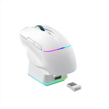 Imagem de Machenike L8 Pro Mouse de Jogo Sem Fio com Base de Carregamento RGB, Sensor Óptico de 26.000 DPI, Botões Programáveis, Bateria de Longa Duração, Design Ergonômico para Laptop, PC, Mac