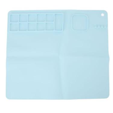 Imagem de Silicone Integrated Drawing Pad, Design Lavável e Reutilizável de Pintura de Silicone Multifuncional Com Paleta para Artista (15,9 X 14,4in azul)