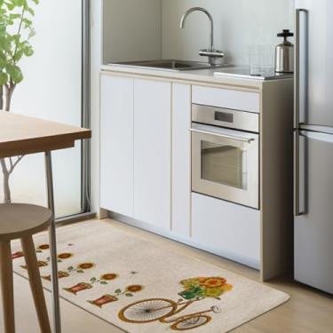Imagem de 2 Tapete Passadeira Cozinha Antiderrapante Ln Es 45x110 Vr (E3 Bike Bege Claro Escuro Amarelo Marrom Verde)
