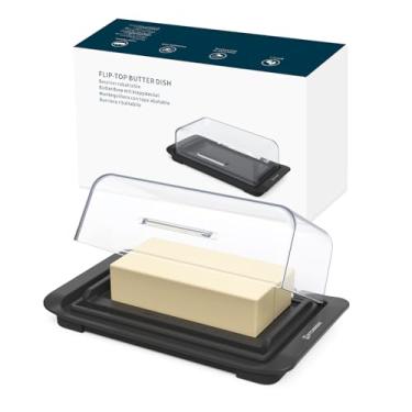 Imagem de KITCHENDAO Manteigueira Hermética Com Tampa Flip-Top Para Bancada E Geladeira, Suporte Para Manteiga, Bandeja De Plástico Para Manteiga Para 2 Palitos Costa Leste/Costa Oeste/Estilo Europeu/Manteiga
