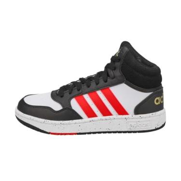 Imagem de adidas Tênis de basquete feminino Hoops 3.0 Low, Branco nuvem, vermelho vívido, preto, 1