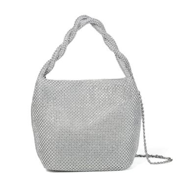 Imagem de SlHiEke Bolsas de mão brilhantes para festa de casamento plissadas prata banquete noite bolsas para mulheres formais, prata, 7,3 x 3,5 x 5,5, Prata, 7.3*3.5*5.5