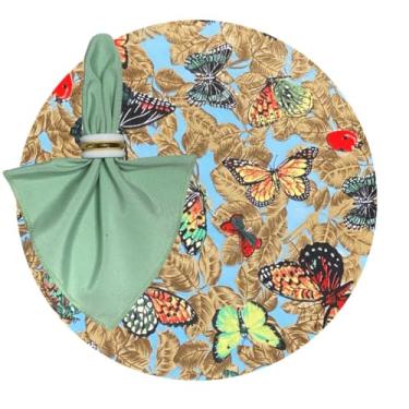 Imagem de Kit Sousplat Suplá Completo Mesa Posta com Guardanapos e Pg Decorativo 6 Lugares (FOLHAGEM BORBOLETA - GUARDANAPO VERDE CLARO - PG BORBOLETA)