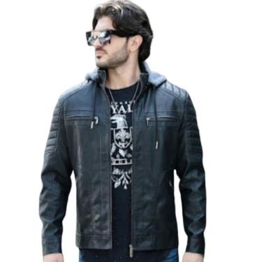 Imagem de Jaqueta de couro Masculina Elegante Moderna Resistente -Rv Modas, Pret
