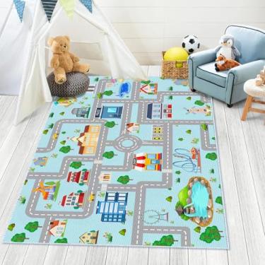 Imagem de DoRlPIeY Tapete infantil para carro, 6 m x 10 cm, tapete de jogo de trânsito urbano, para carros de corrida e brinquedos, tapete de corrida educacional antiderrapante divertido para crianças, meninos,